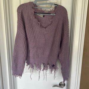 Juniors Large purple sweater Distressed Like new